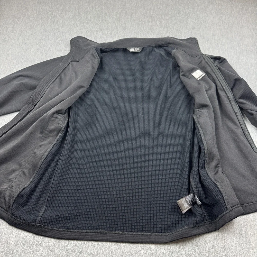 The North Face Jacket Men XL Black Grid‎ Fleece Full Zip Outdoor Mock Neck Logo